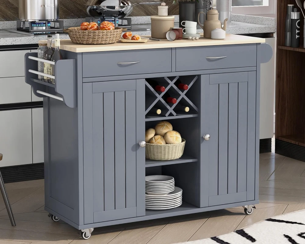 narrow kitchen island with storage