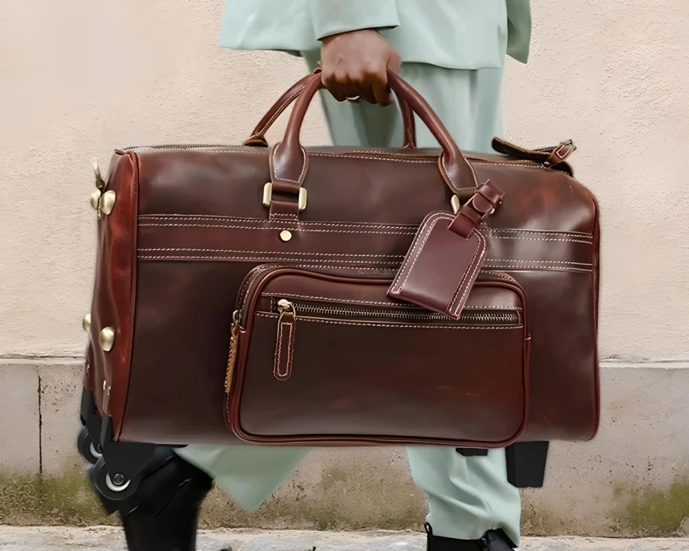 leather carry on bag men's