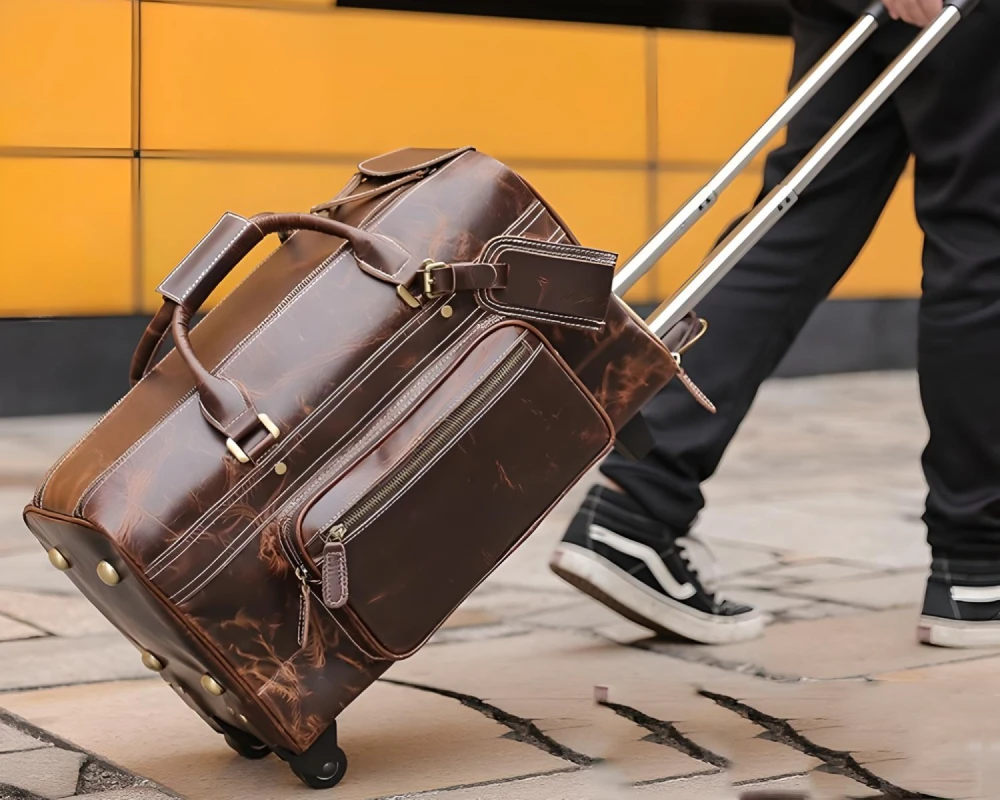 luxury leather carry on bags