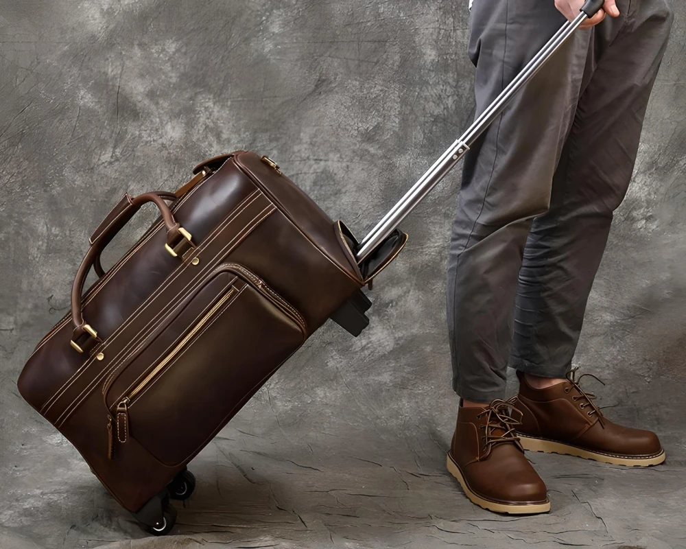 luxury leather carry on bags