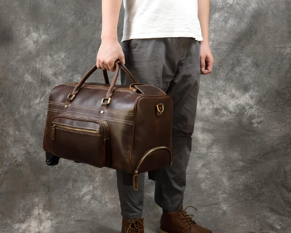 luxury leather carry on bags